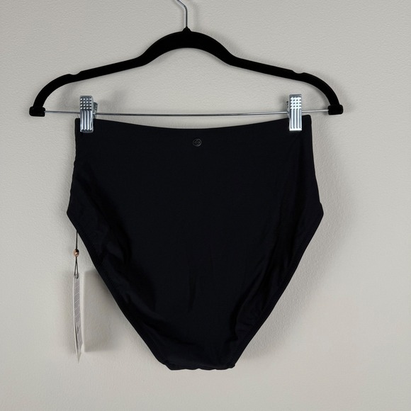 Calia High Waist Swim Bottoms Tummy Control Twist Front Black Size Small NEW - Picture 9 of 9